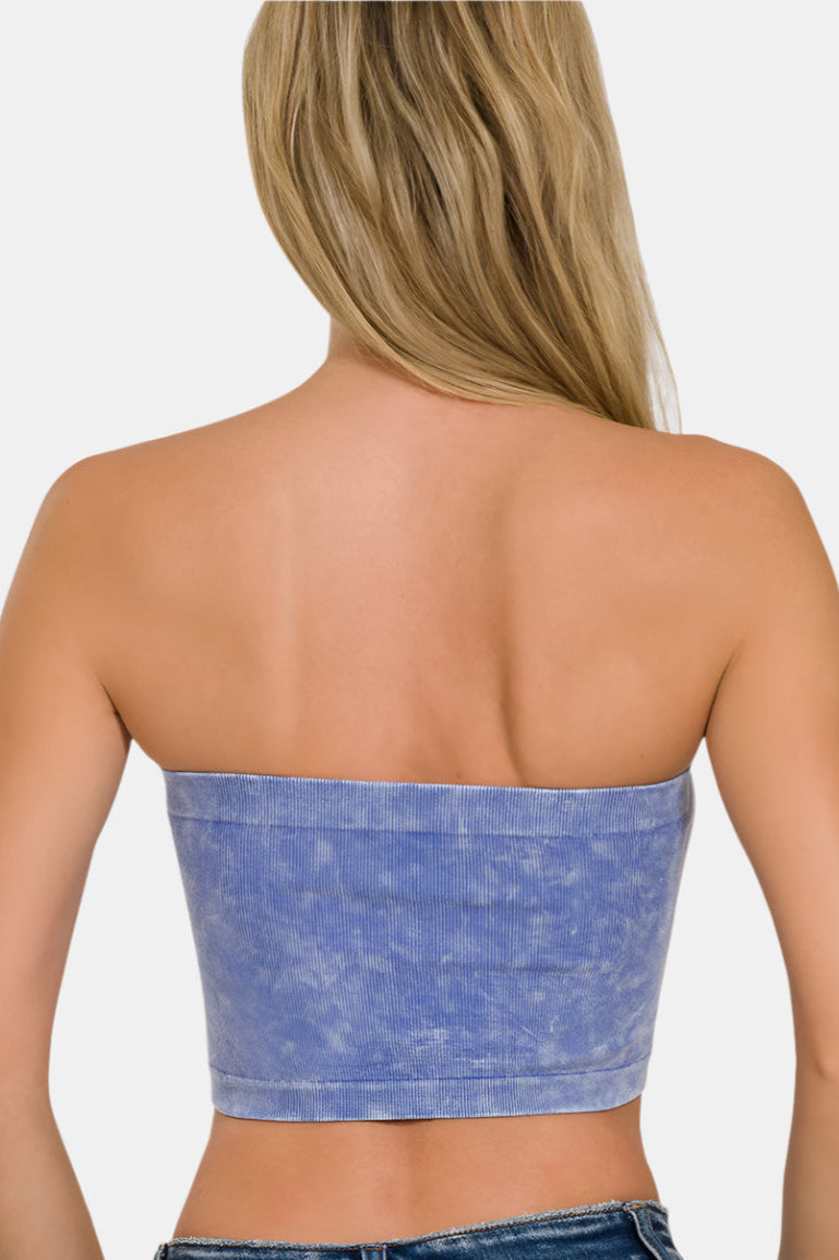 Washed Ribbed Seamless Tube Top / SLEET