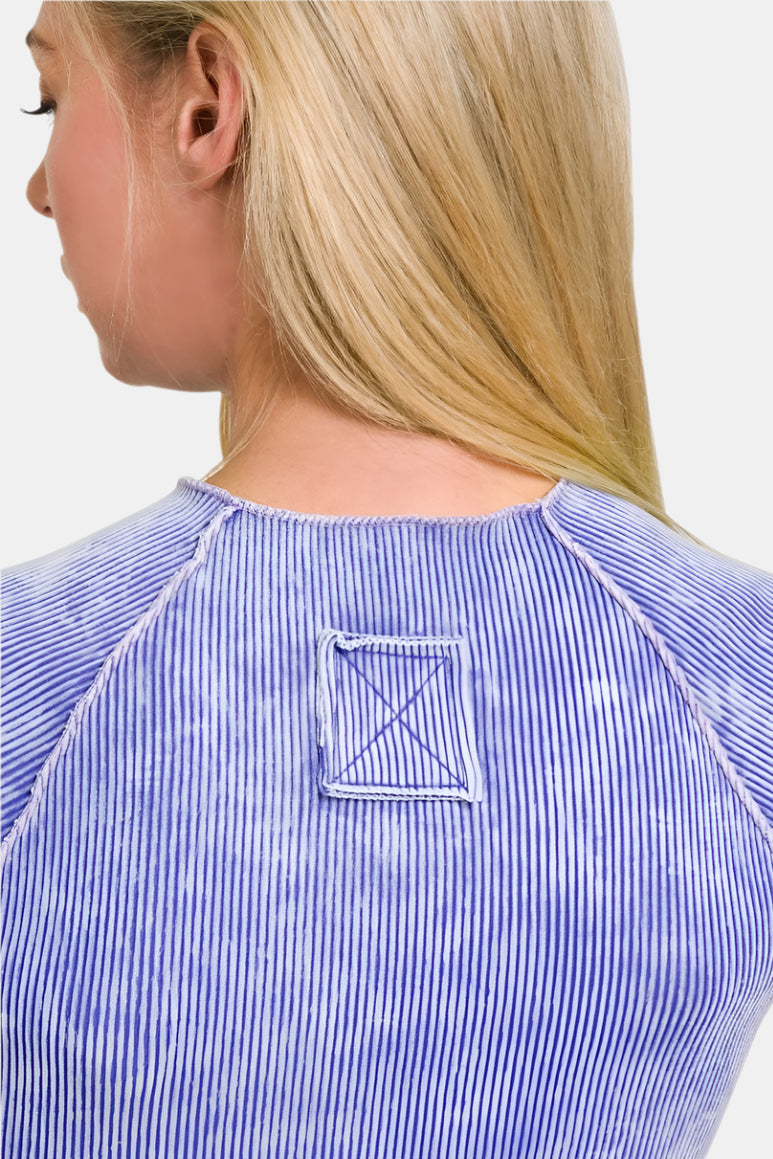 Stone Washed Ribbed Seamless Top / CANDY PINK