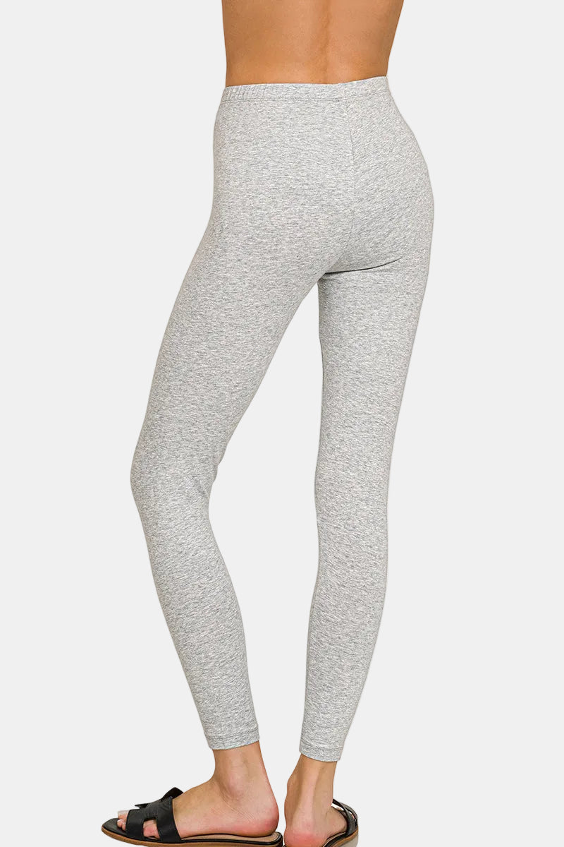 Premium Cotton Full Length Leggings / WHITE