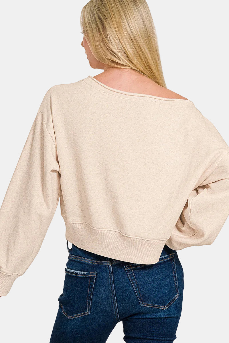 Fleece Boat-Neck Pullover / ASH JADE