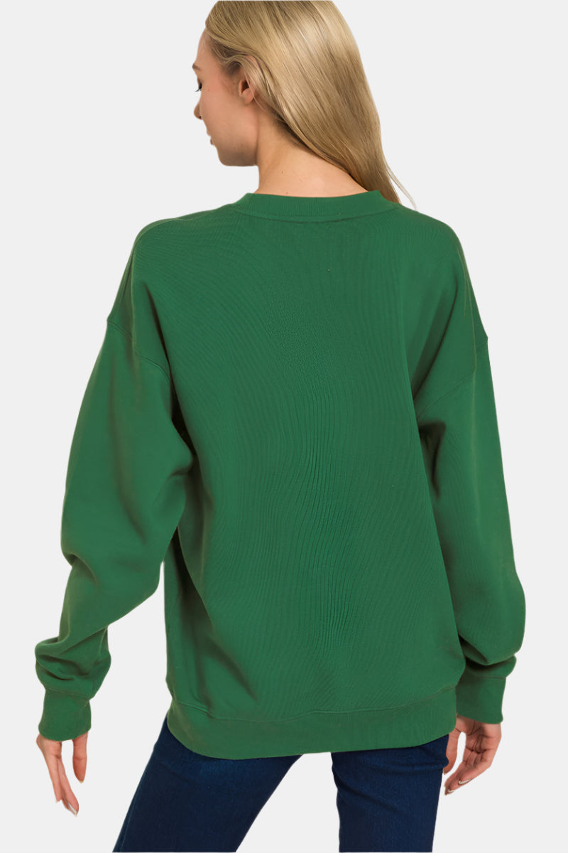 Fleece Round Neck Sweatshirt / ASH JADE