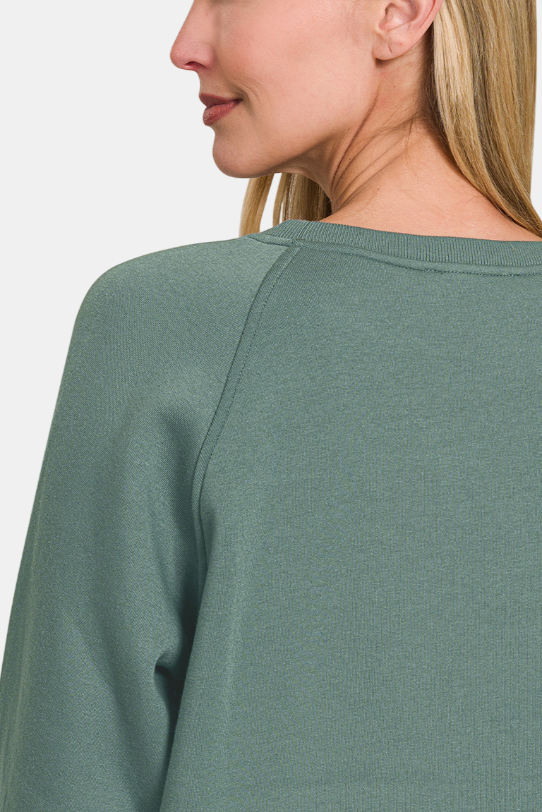Fleece Raglan Round-Neck Sweatshirt / MARLIN