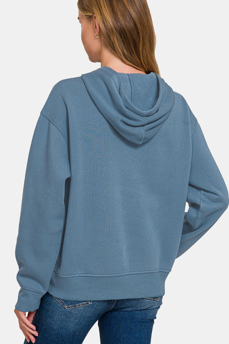 Fleece Kangaroo Pocket Hoodie / CREAM