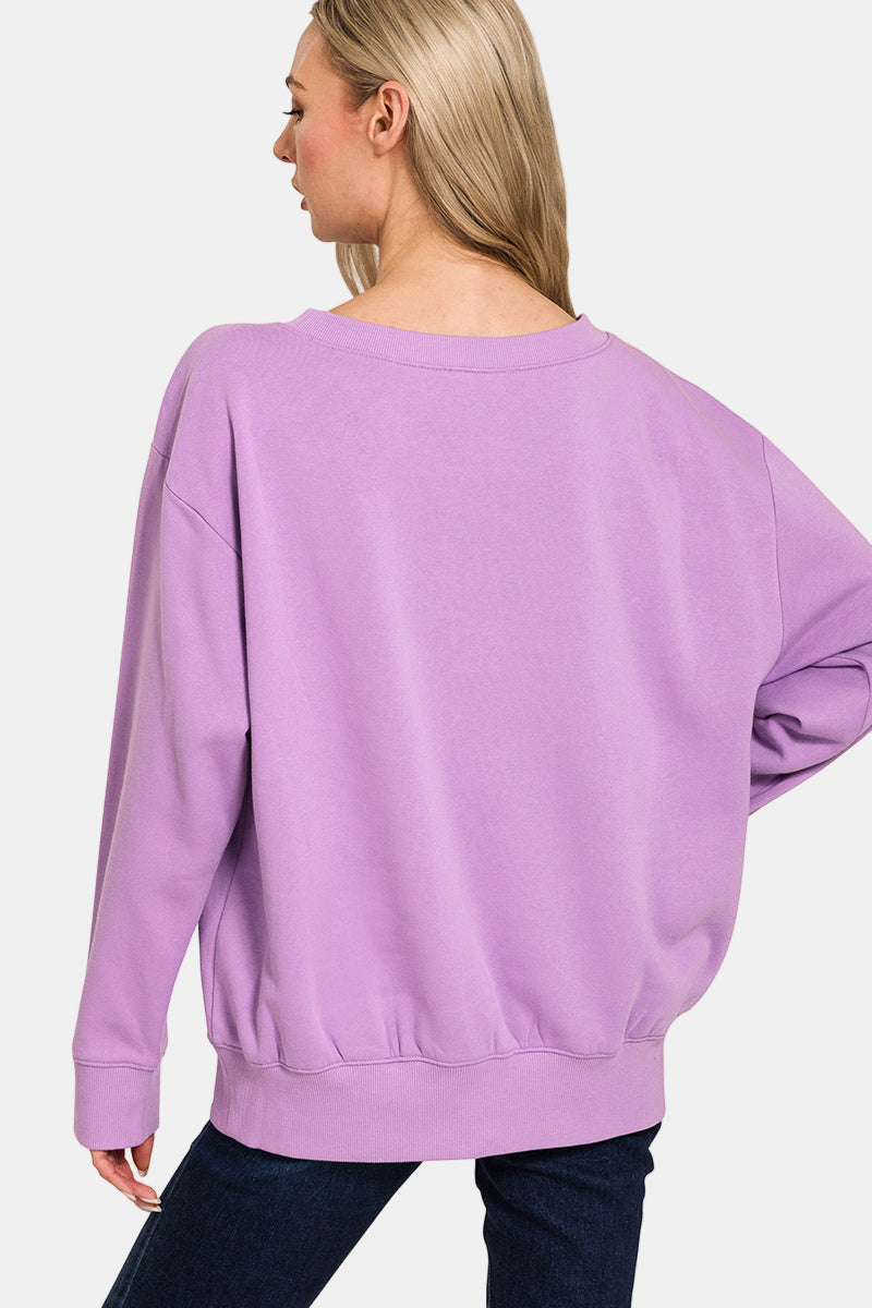 Fleece Boat Neck Sweatshirt / MAUVE
