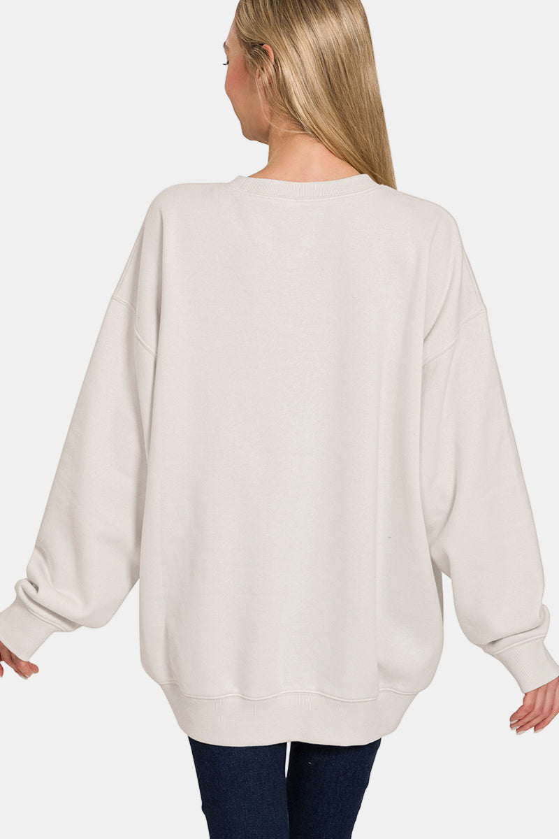 Fleece Tunic Sweatshirt / BLACK