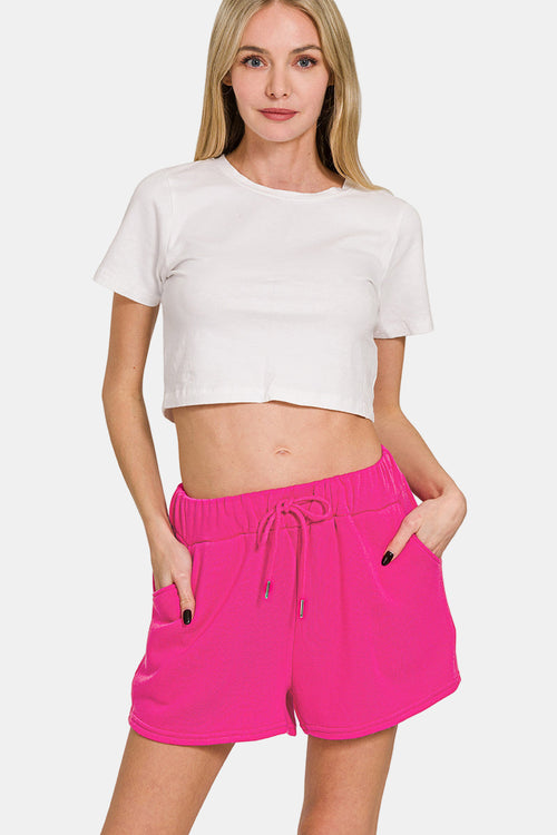 Fleece Boat Neck Sweatshirt & Shorts Set / DK GREEN