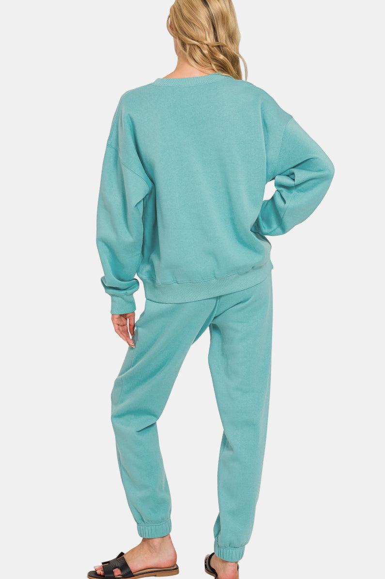 Fleece Long Sleeve Pullover & Jogger Set / BLACK