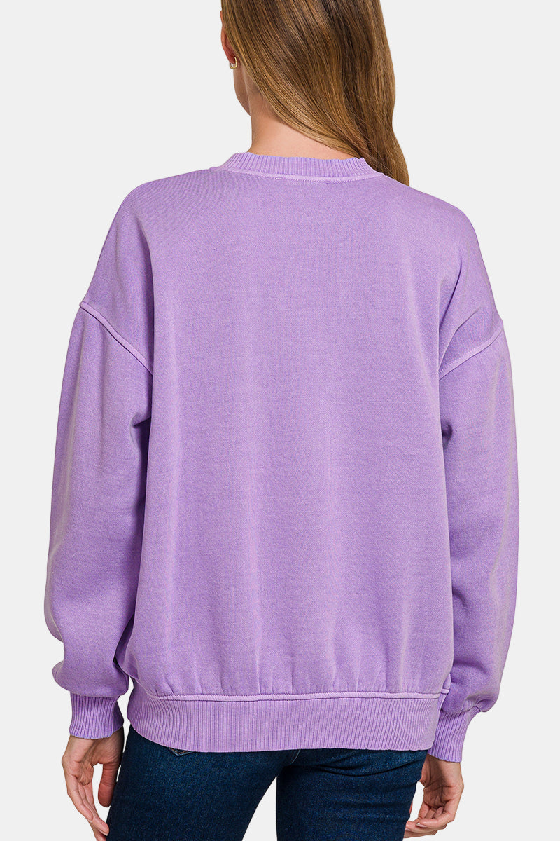 Pigment Dye Fleece Oversized Pullover / DK PINK