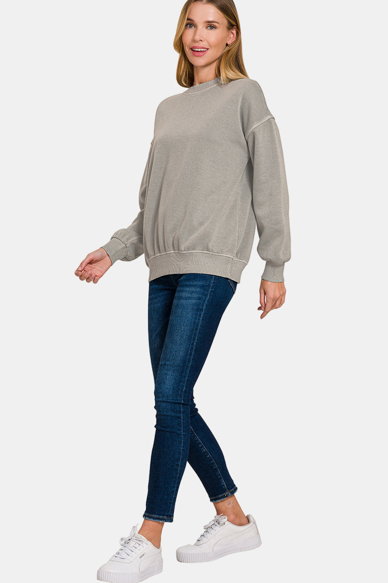 Pigment Dye Fleece Oversized Pullover / DK PINK