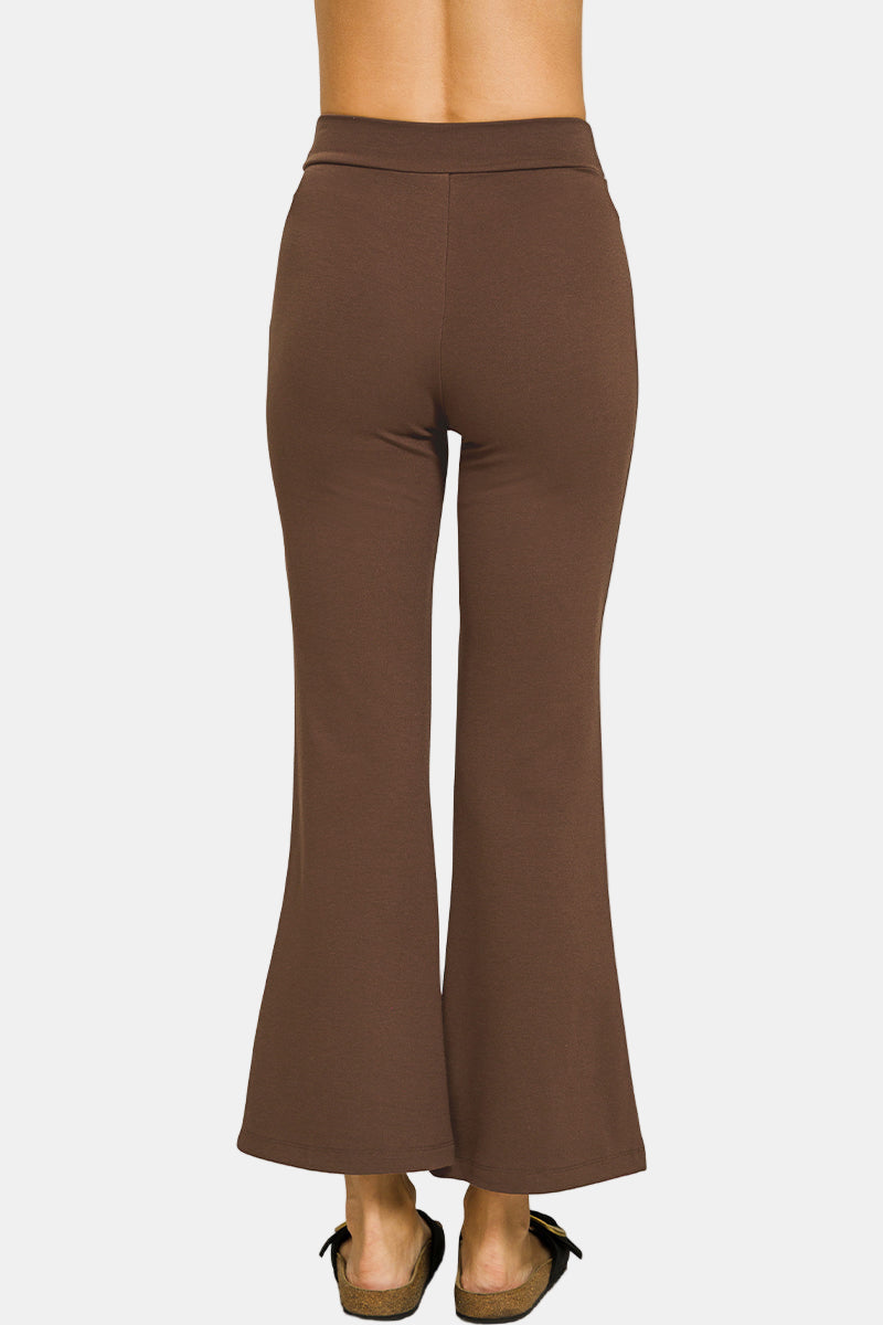 Heavy Ponte Elastic Waistband Pintuck Pants / BLACK