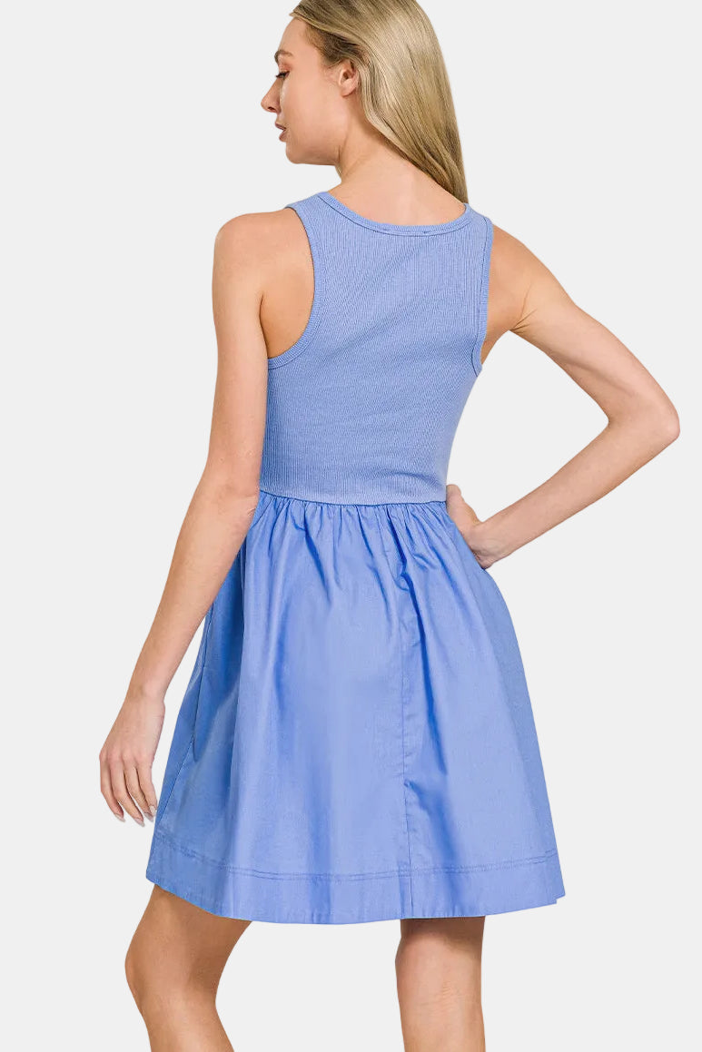 Combined Knit & Woven Dress / K GREEN