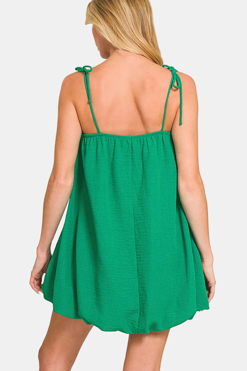 Woven Airflow Mini Bubble Dress / K GREEN