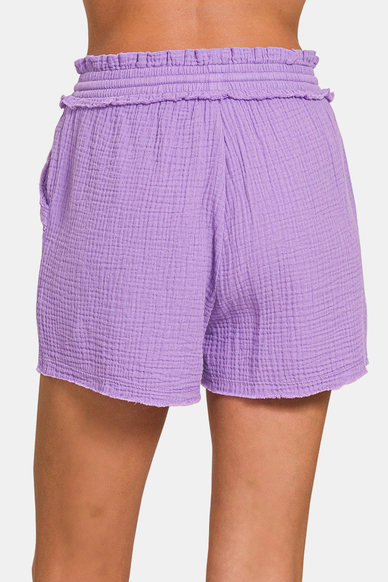 Double Gauze Drawstring Shorts / DUSTY TEAL