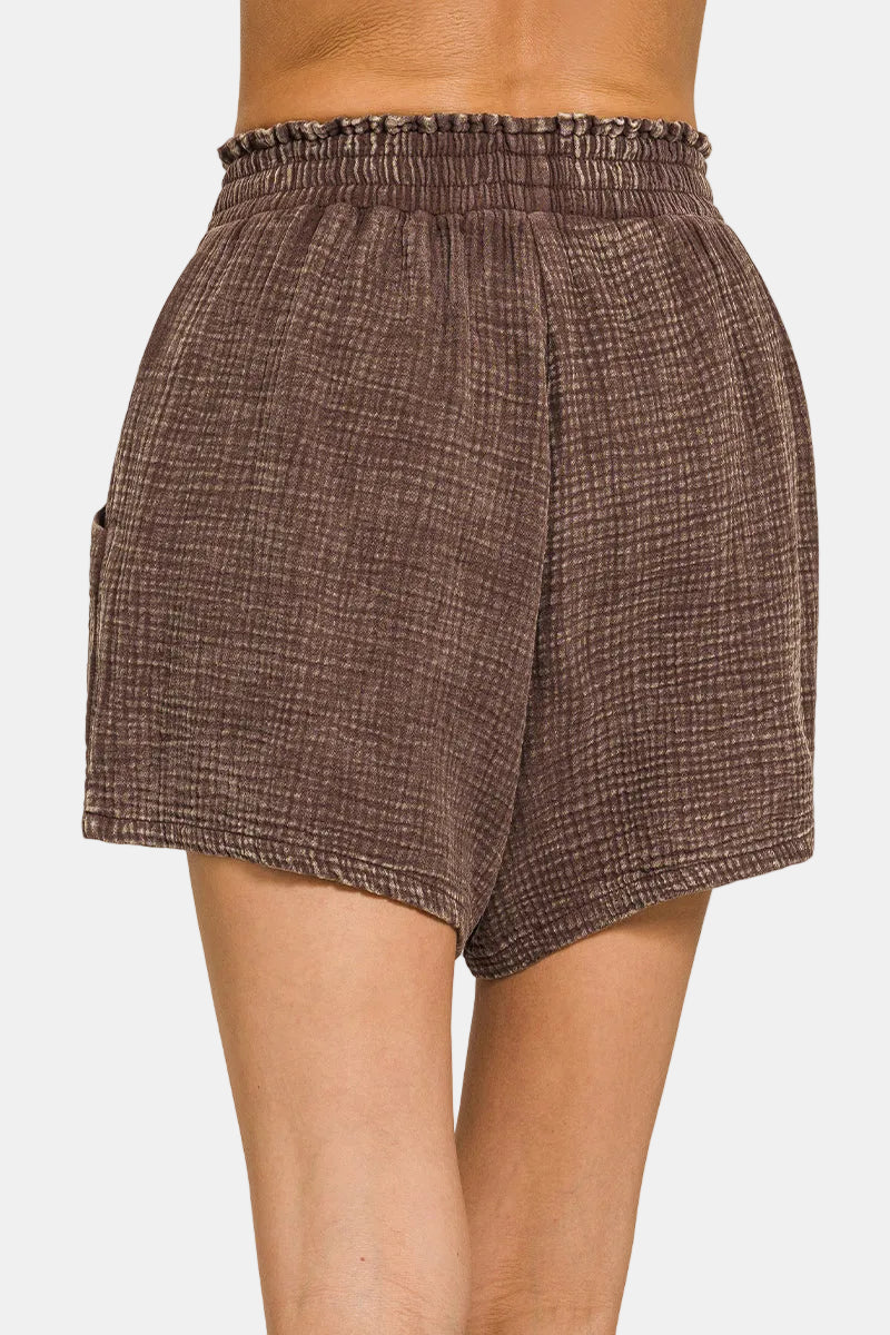 Washed Double Gauze Short Pants / ASH MOCHA