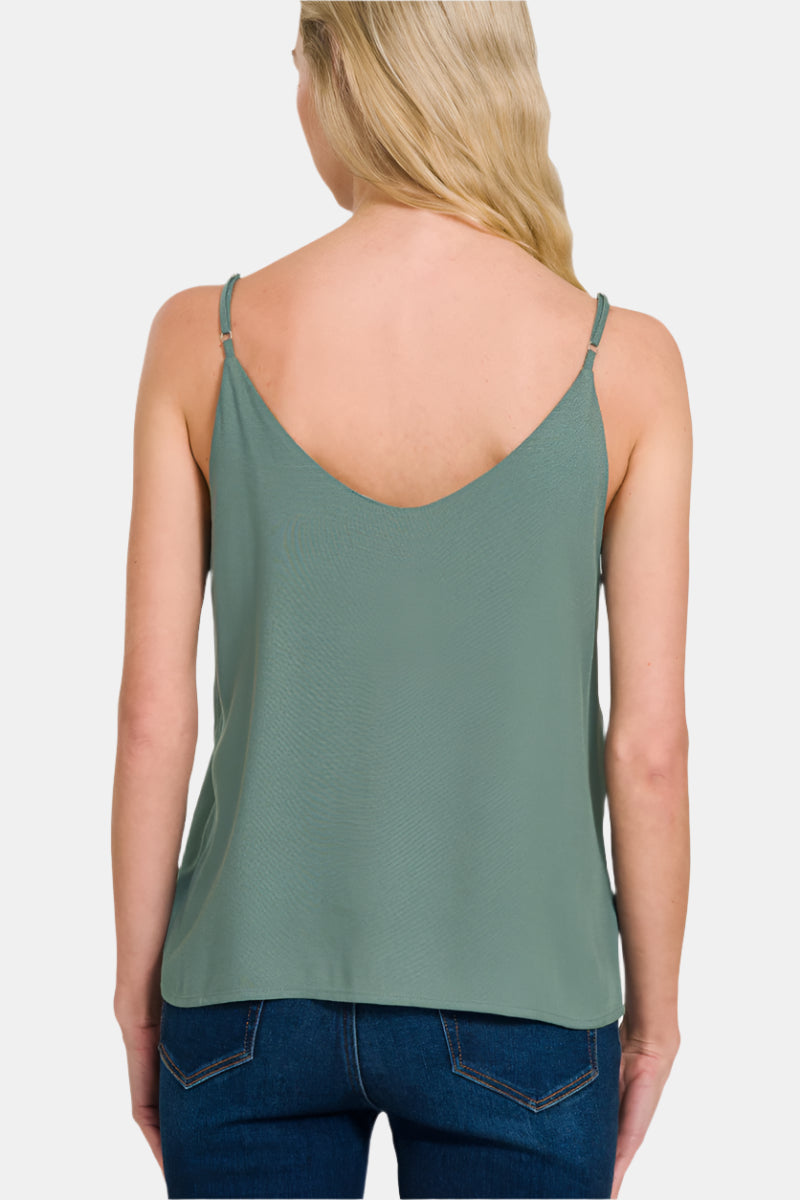 2 Layered Rayon Slub Woven Cropped Camisole / SAND BEIGE