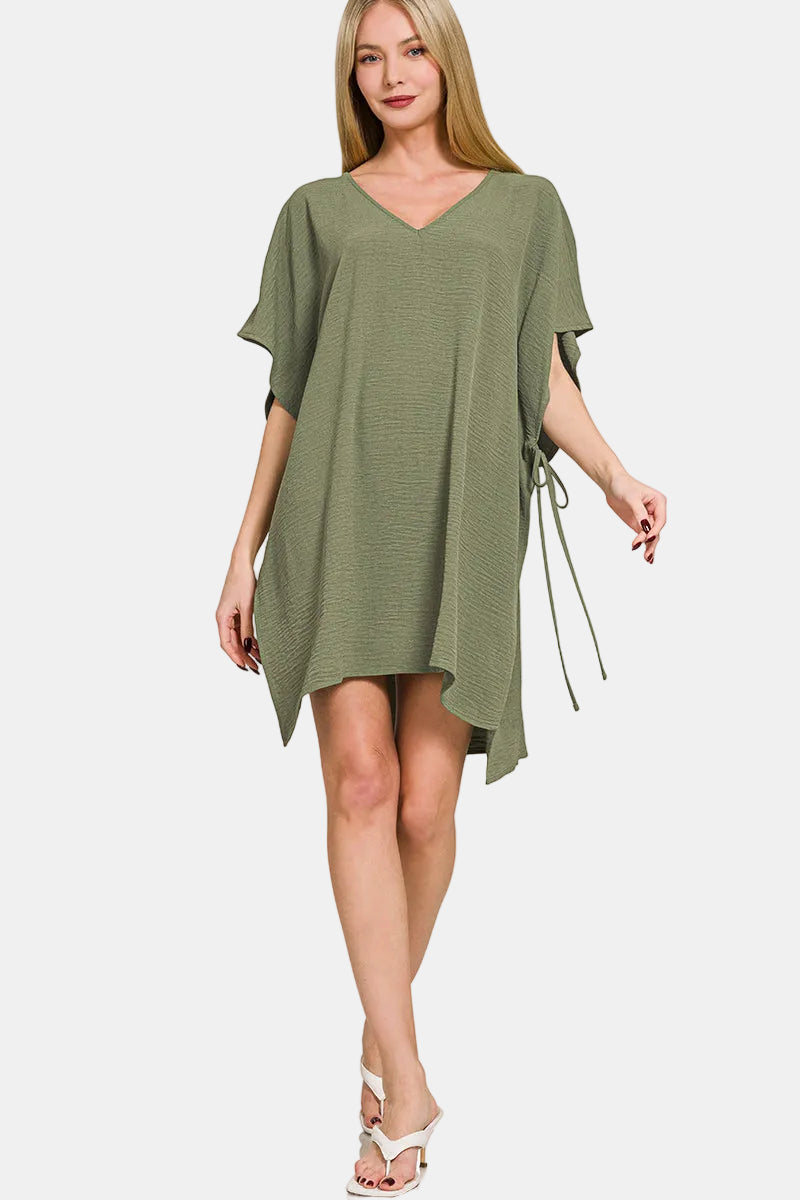 Woven Airflow Tie Side Cover Up / BLACK