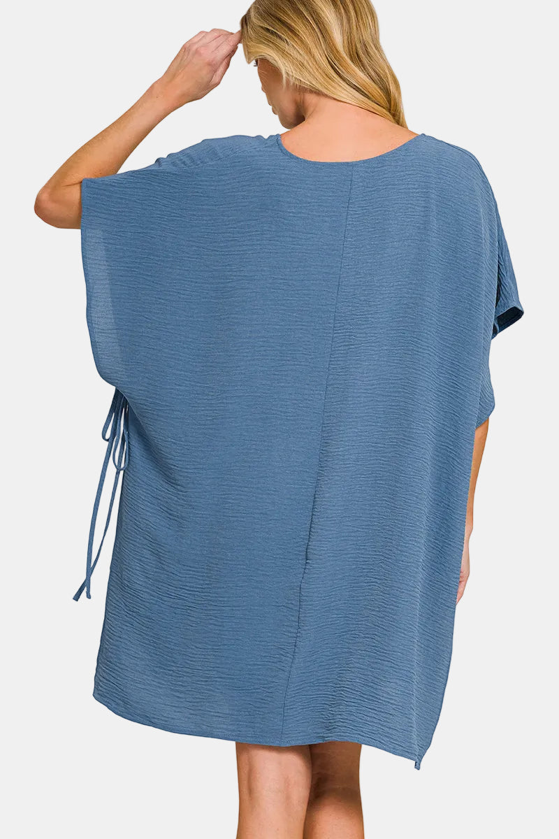 Woven Airflow Tie Side Cover Up / BLACK