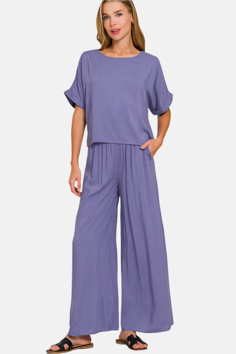 Woven Short Sleeve & Long Pants Set / MARLIN