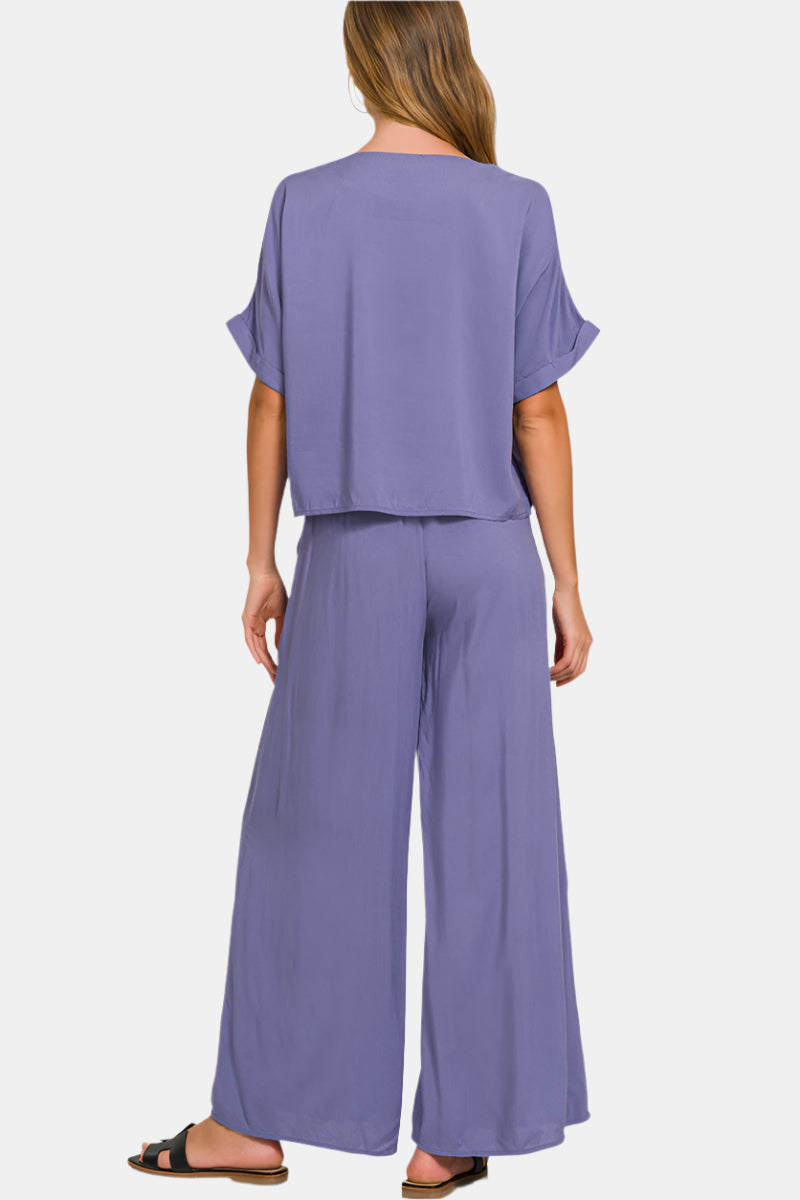 Woven Short Sleeve & Long Pants Set / MARLIN