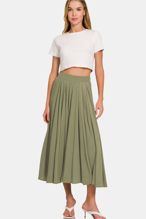 Woven Crinkle Gauze Crop Tee & Skirt Set / BLACK