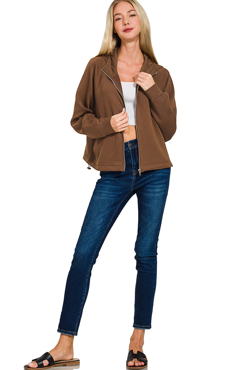 Soft Scuba Full Zip Hoodie Jacket / BLACK