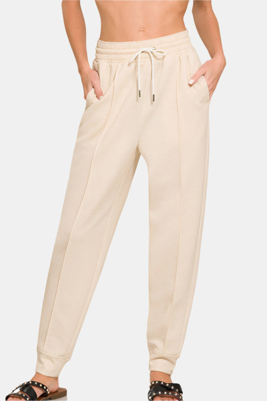 Scuba Sweatpants with Pockets / H BEIGE