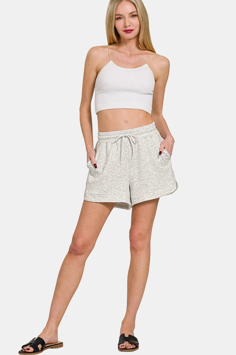 Scuba Elastic Waistband Shorts With Pocket / COCOA