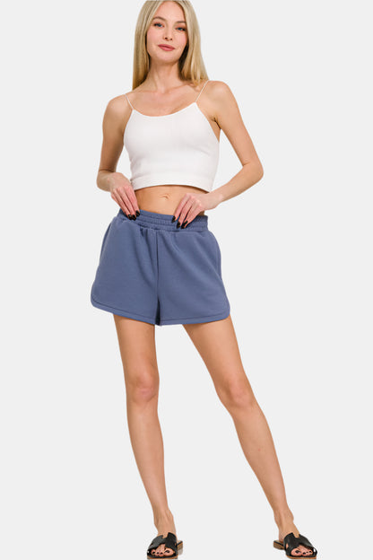 Scuba Elastic Waistband Dolphin Shorts / LT ROSE