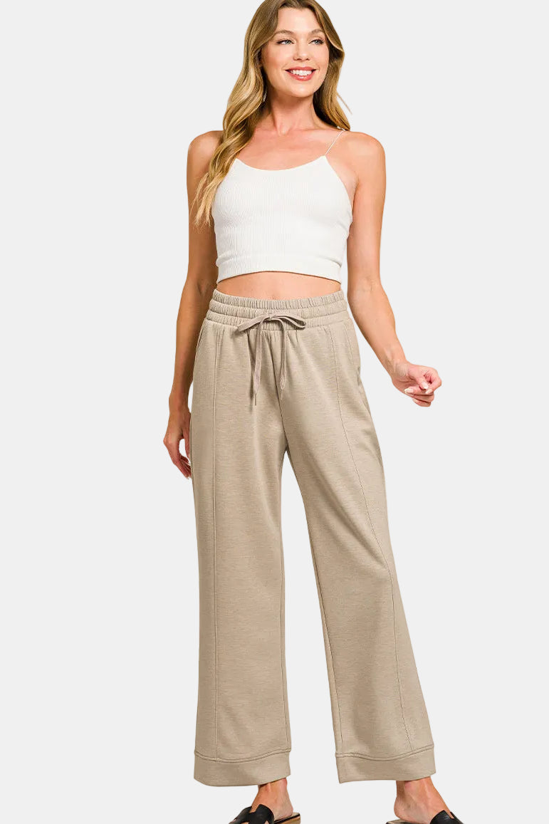 Scuba Straight Drawstring Pants / BLACK