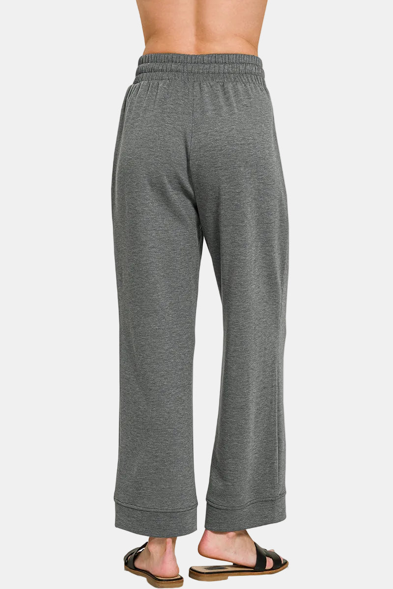 Scuba Straight Drawstring Pants / BLACK