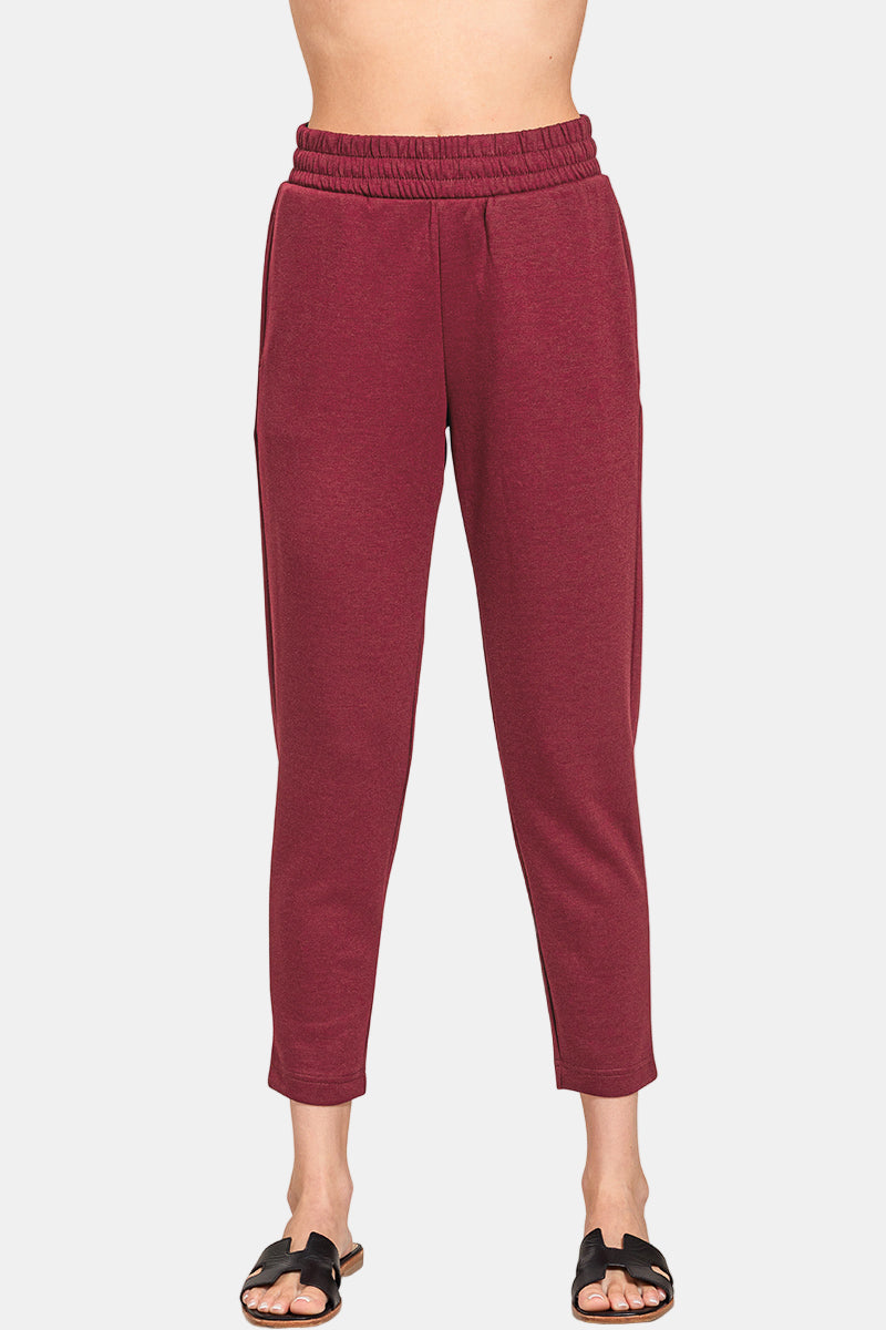 Scuba Capri Sweatpants with Pocket / DK BURGUNDY