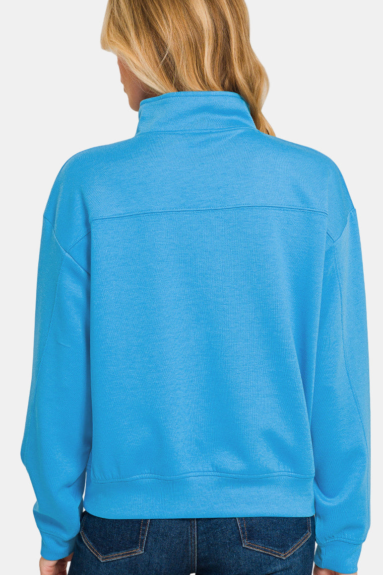 Scuba Half Zip Pullover Sweatshirt / MINT SKY
