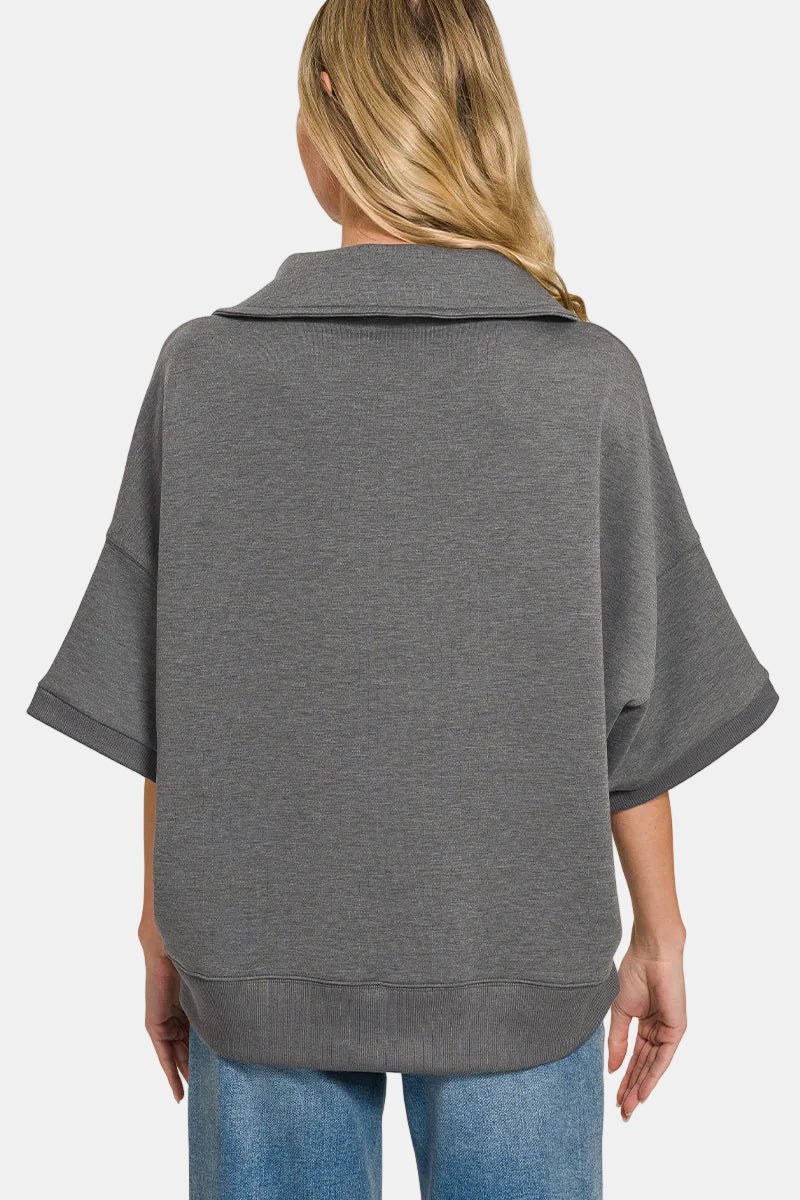 Scuba Collared Short Sleeve Pullover / DUSTY GREEN
