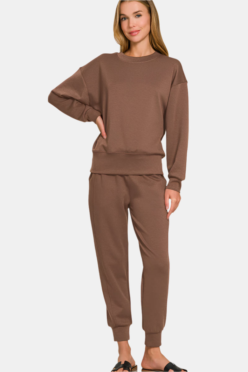 Scuba Crewneck Pullover & Joggers Set / BROWN