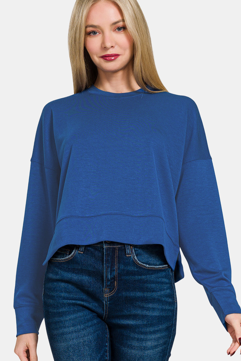 Scuba Long Sleeve Sweatshirt & Shorts Set / DK PINK