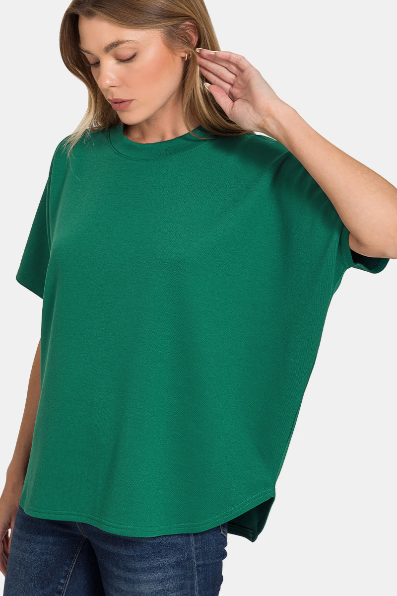 Scuba Curved Hem Top & Pants Set / COCOA