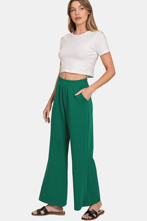 Scuba Curved Hem Top & Pants Set / COCOA
