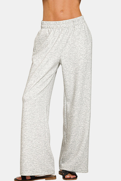 Scuba Side Slit Top & Pants Set / H GREY