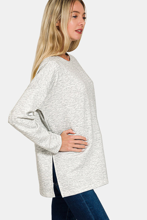 Scuba Side Slit Top & Pants Set / H GREY