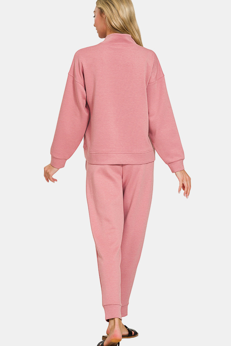 Scuba Half Zip Pullover & Jogger Set / CORNFLOWER BLUE