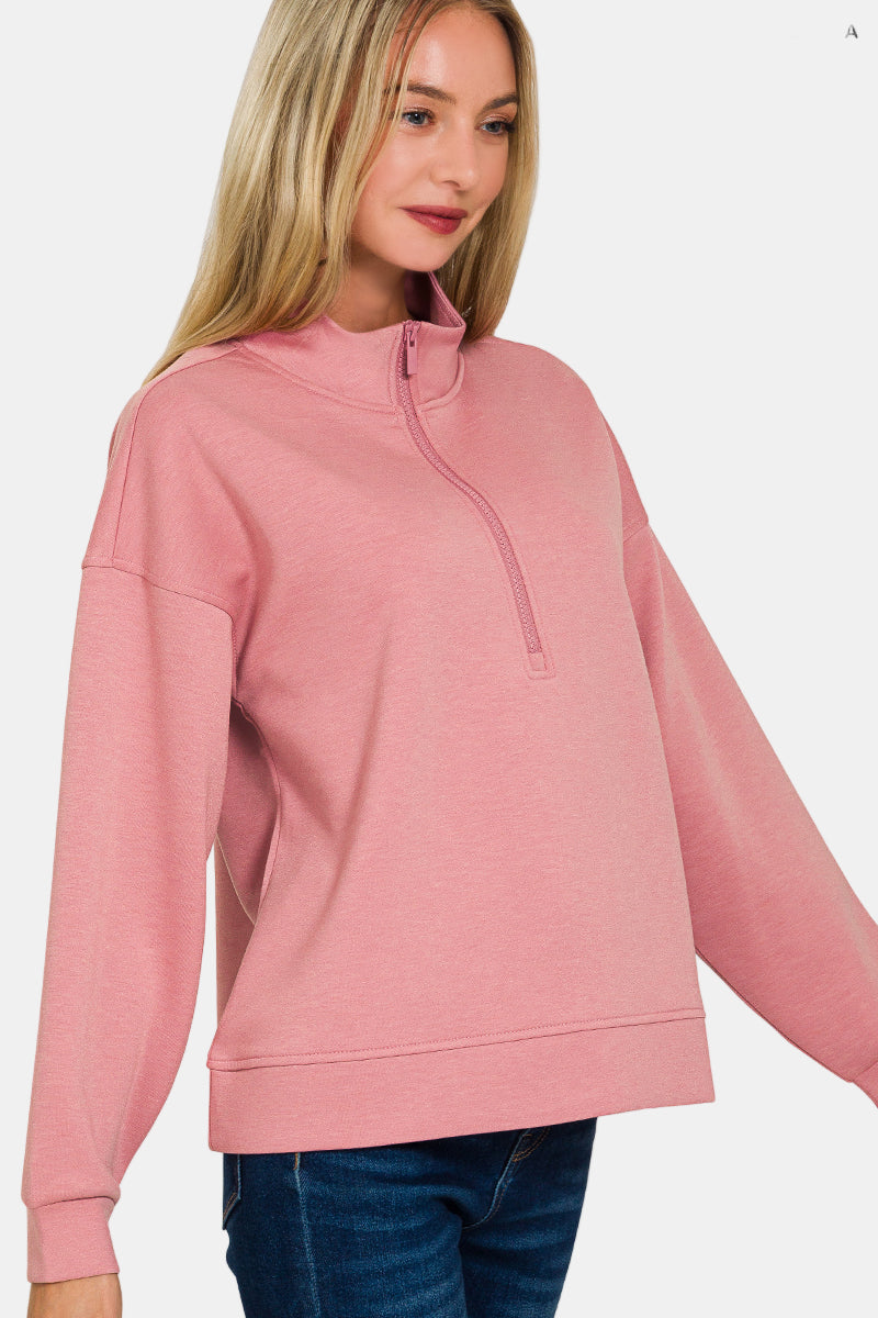 Scuba Half Zip Pullover & Jogger Set / CORNFLOWER BLUE