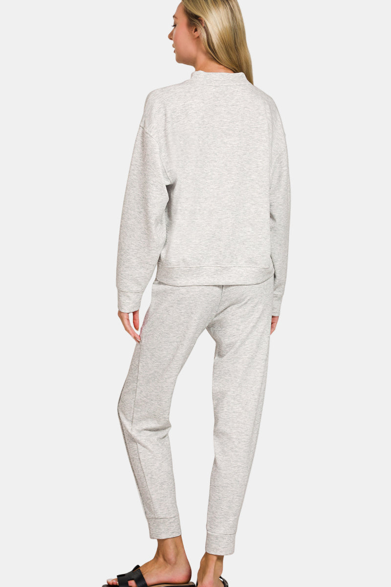 Scuba Mock Neck Pullover & Joggers Set / BLACK