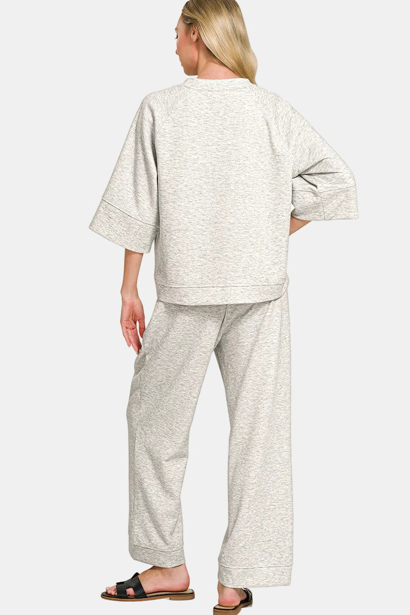 Scuba 3/4 Sleeve Pullover & Pants Set / COCOA