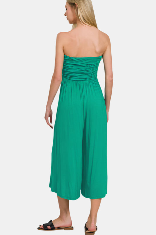 Double Layered Strapless Tube Top Jumpsuit / K GREEN