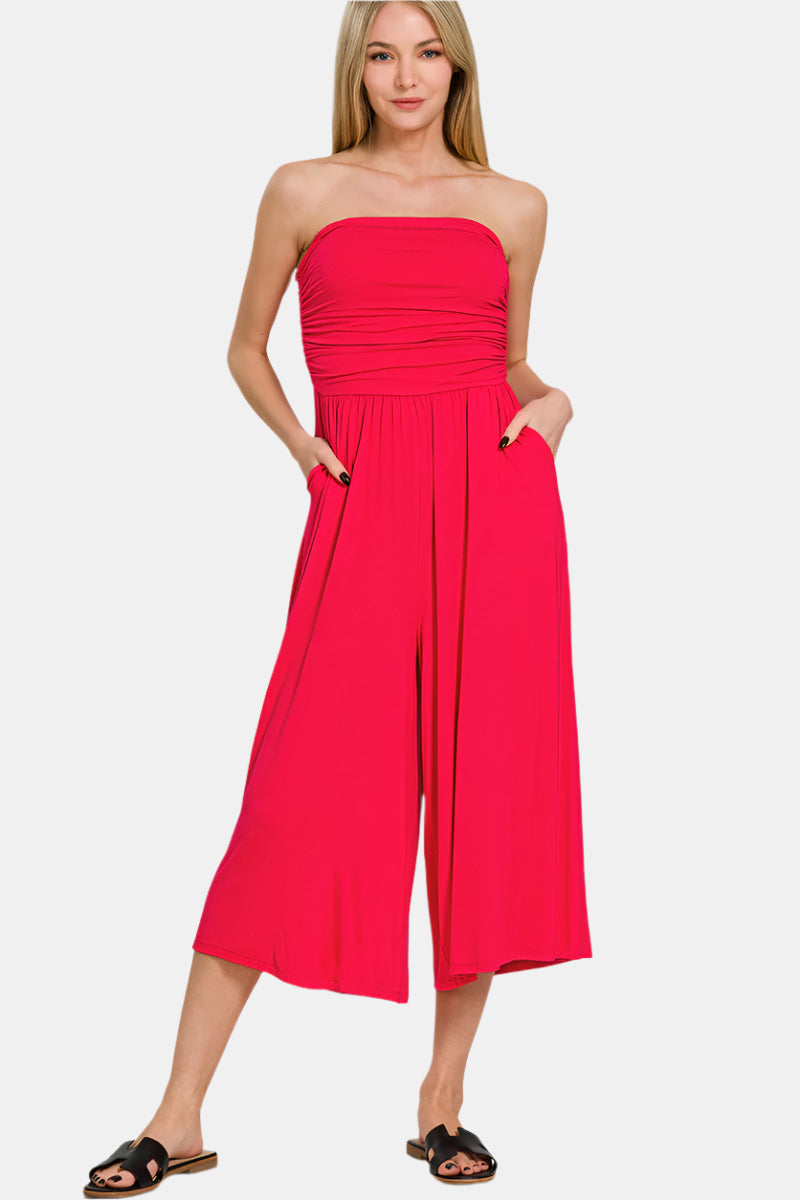 Double Layered Strapless Tube Top Jumpsuit / RUBY