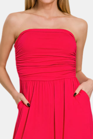 Double Layered Strapless Tube Top Jumpsuit / RUBY