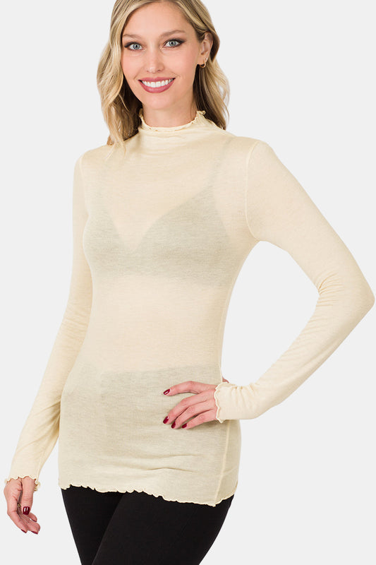 Mock Neck Layering Top / TAUPE