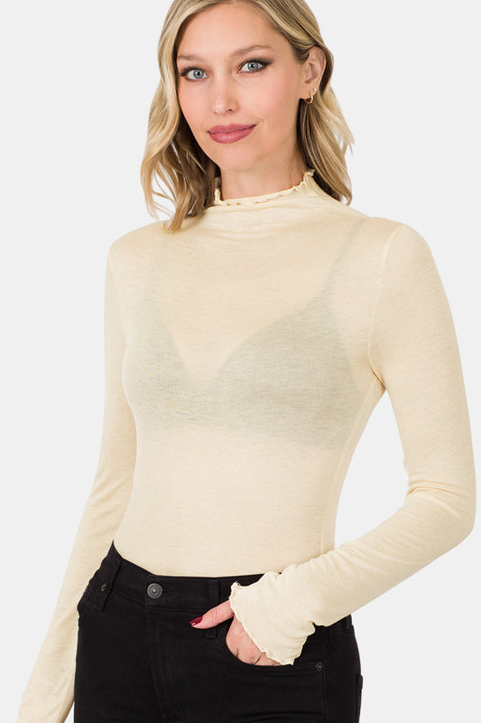 Mock Neck Layering Top / TAUPE
