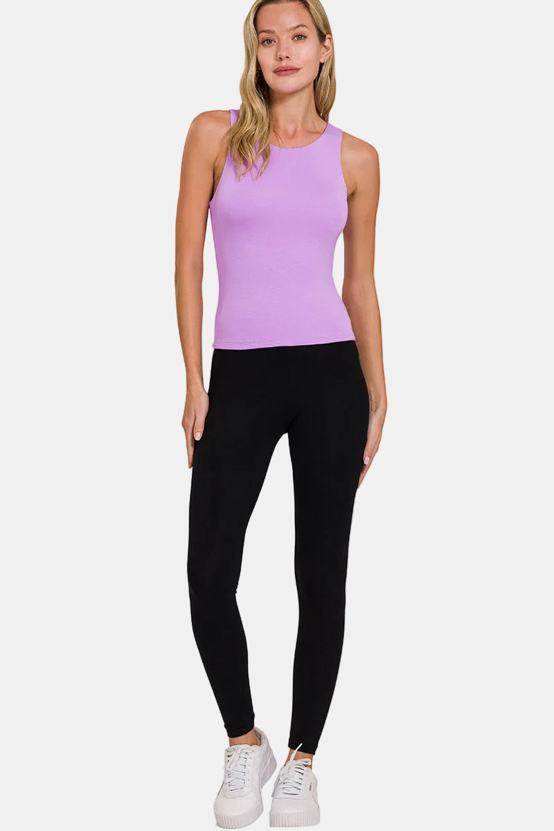 Premium Rayon Double Layered Round Neck Tank Top / CABERNET