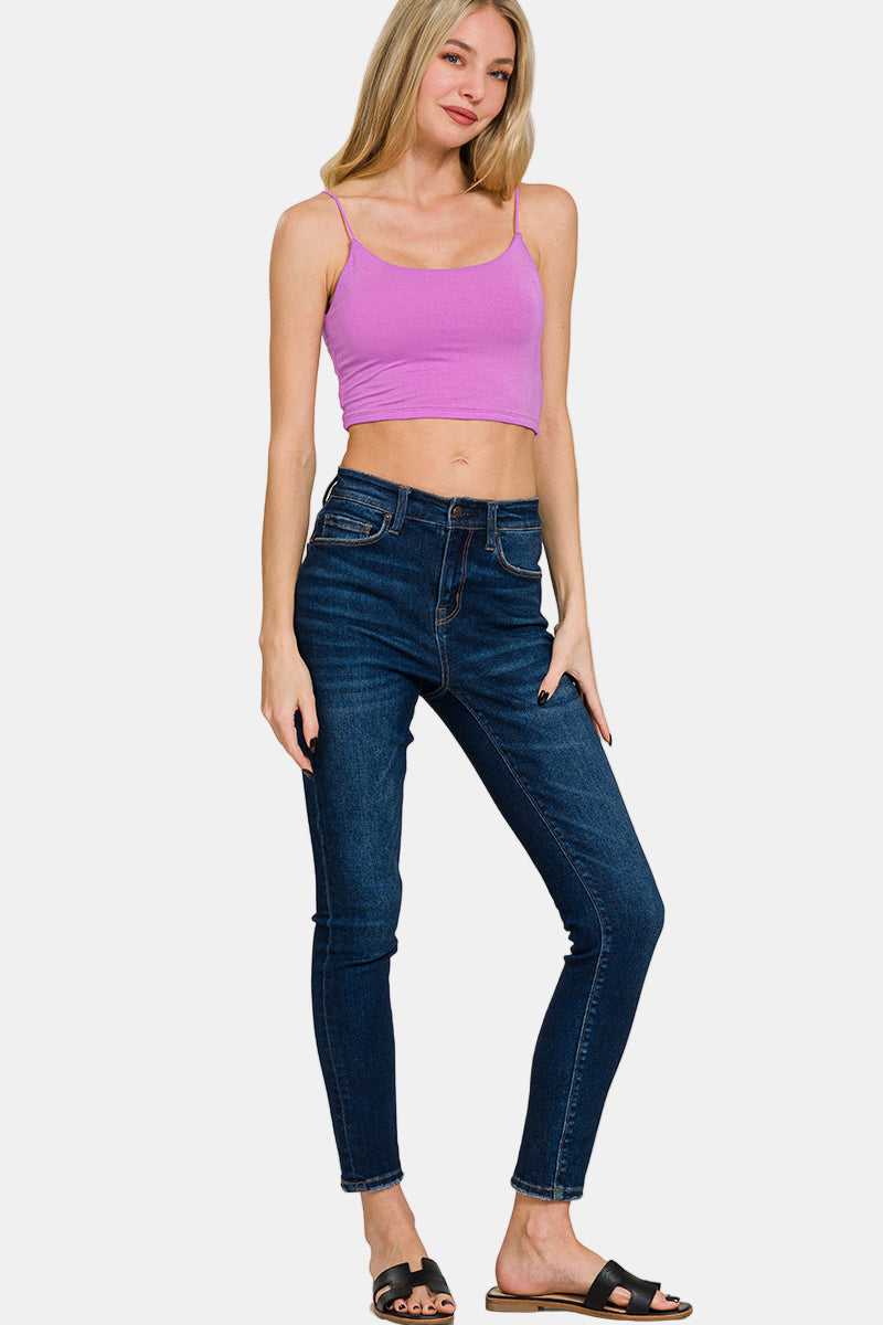 Double Layered Spaghetti Bra Cami / BRIGHT MAUVE